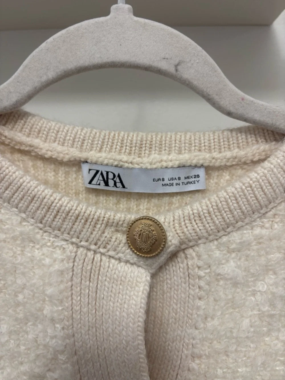 Zara Cream Bouclé Button-Front Cardigan - Picture 2 of 2